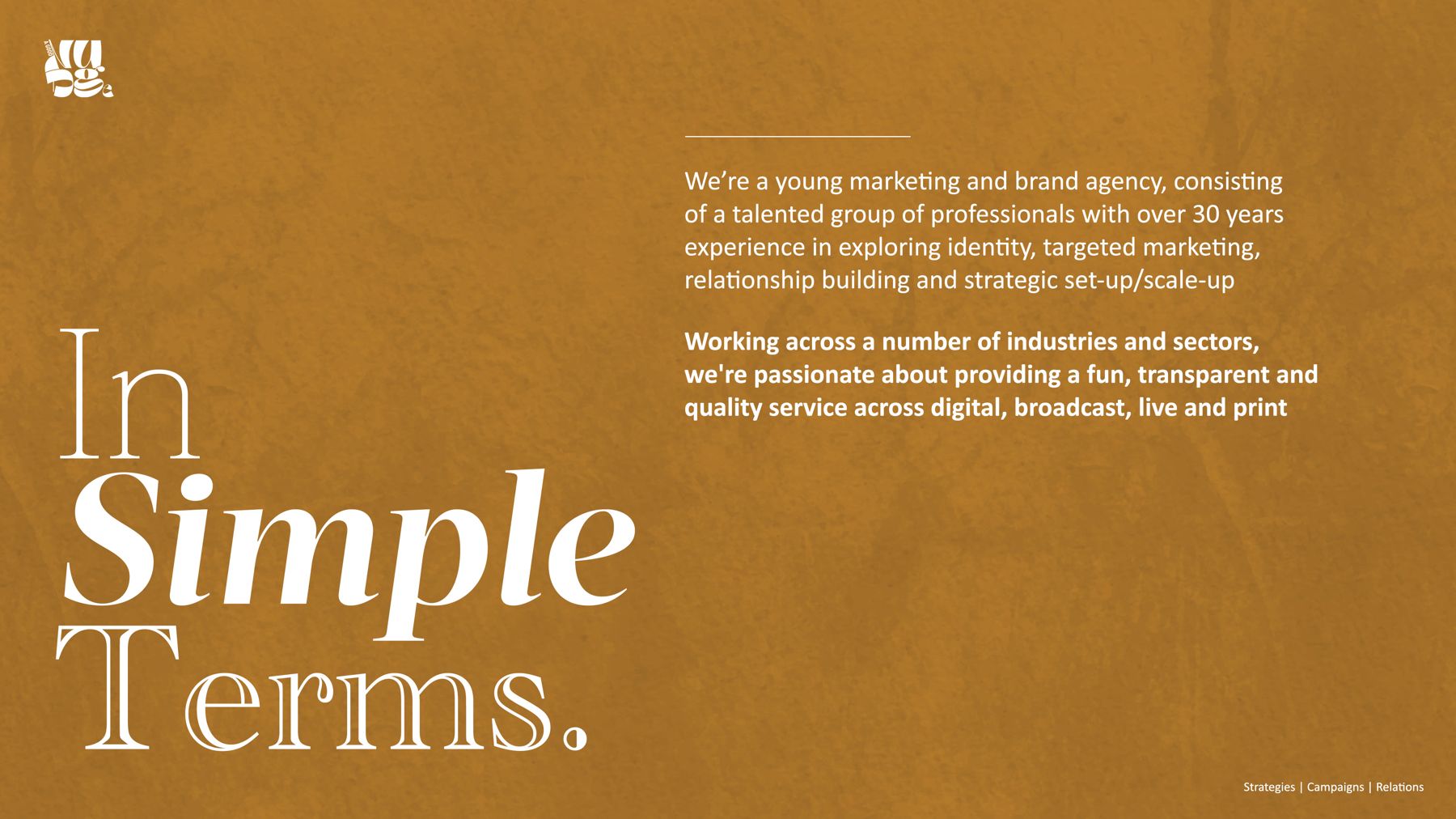 In Simple Terms spread describing Nudge as a young marketing and brand agency