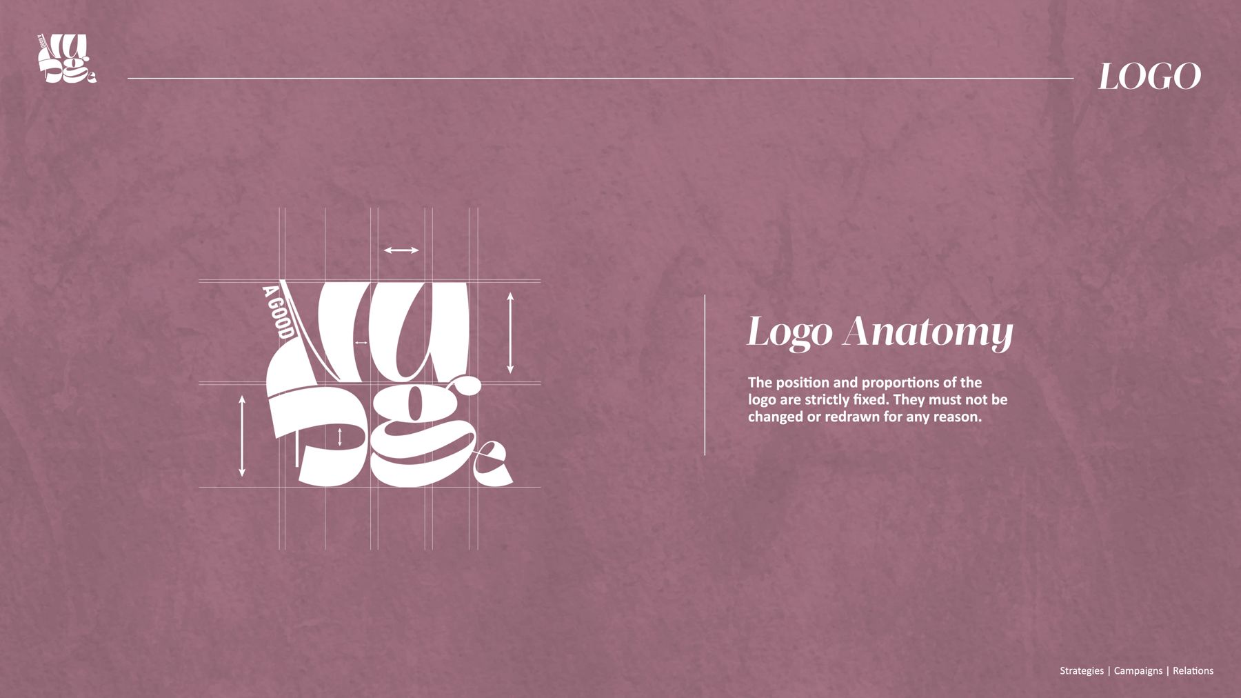 Logo anatomy spread with construction grid