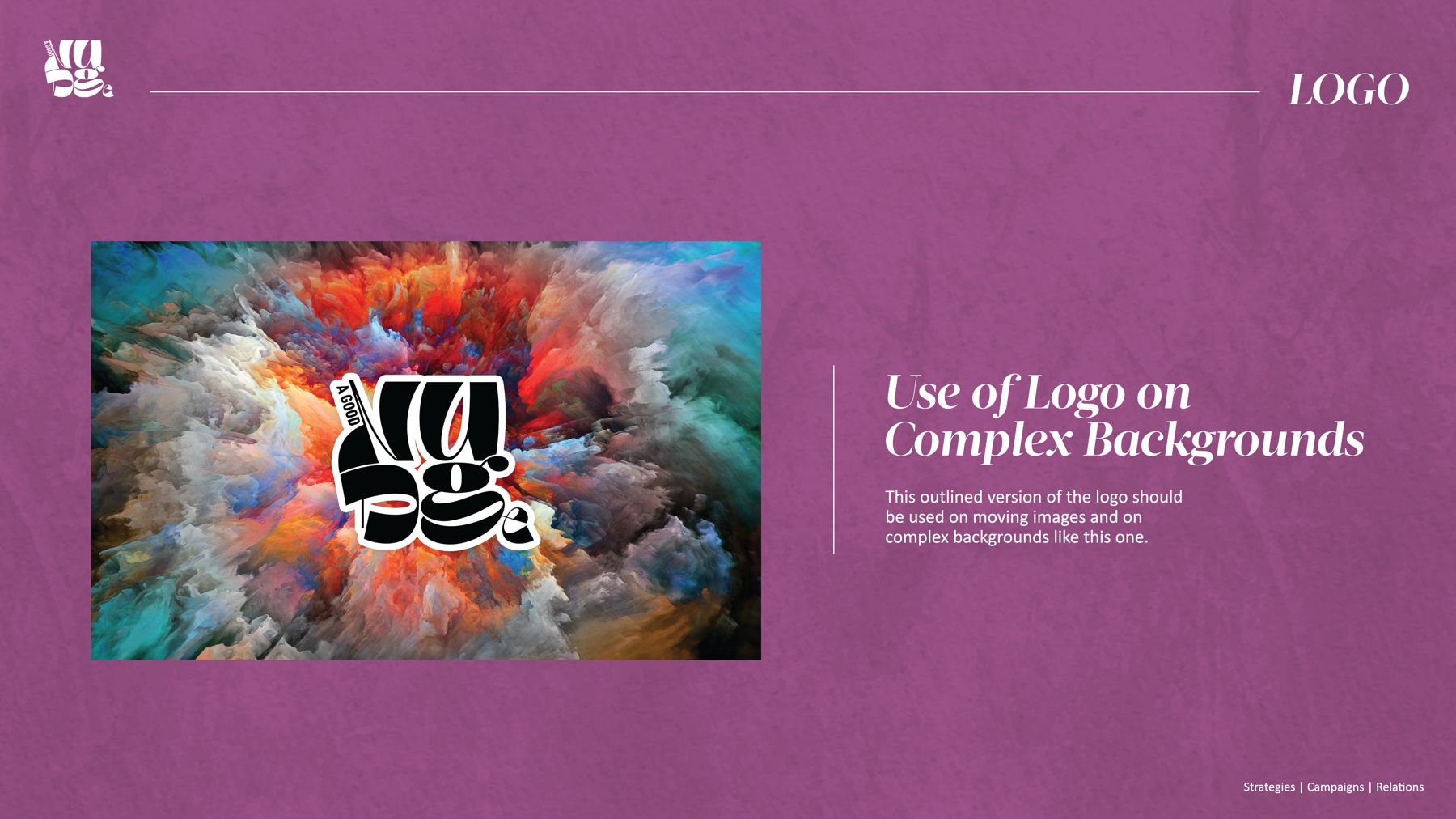 Use of logo on complex backgrounds spread