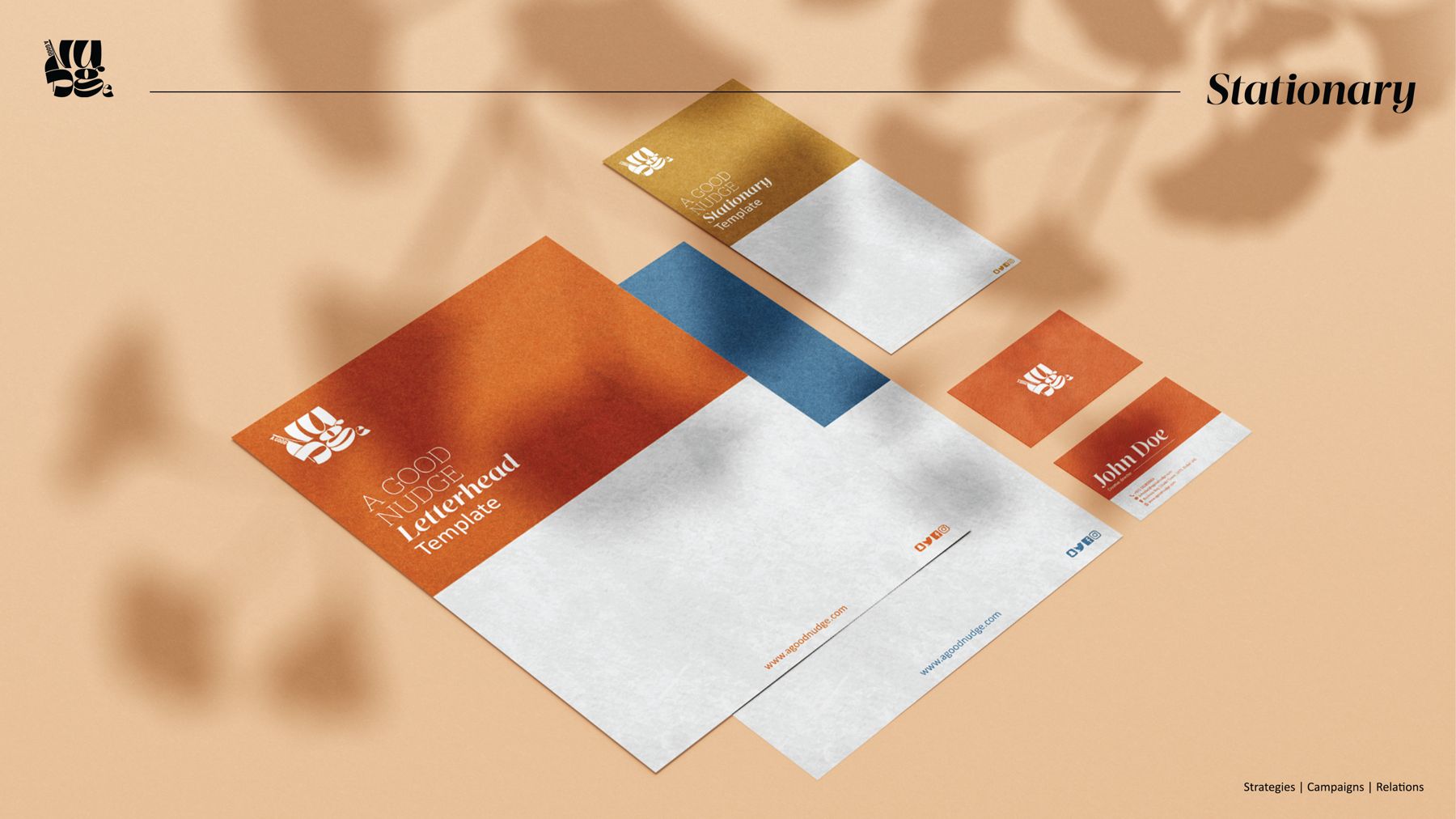 Nudge letterhead and stationery mockup