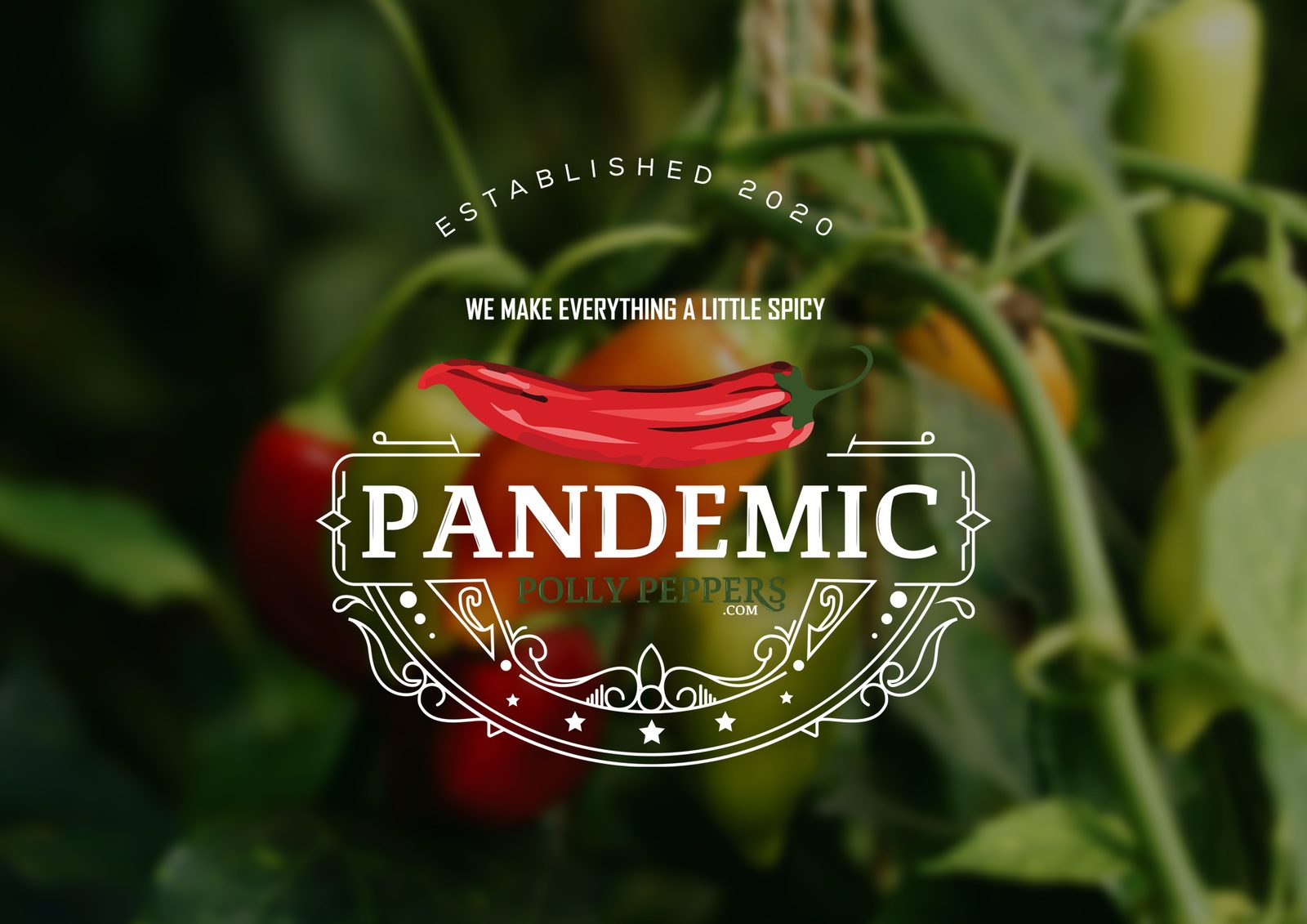 Pandemic Polly Peppers logo shown over fresh produce