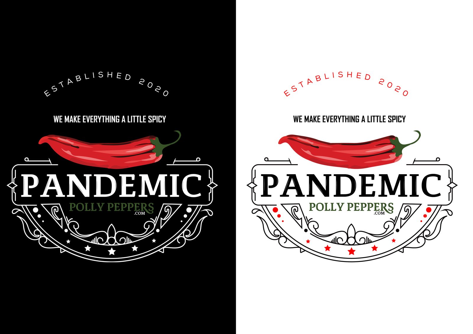 Pandemic Polly Peppers logo — black and white variants